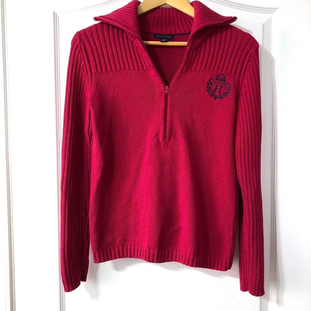Tommy Hilfiger logo sweater small pink vintage